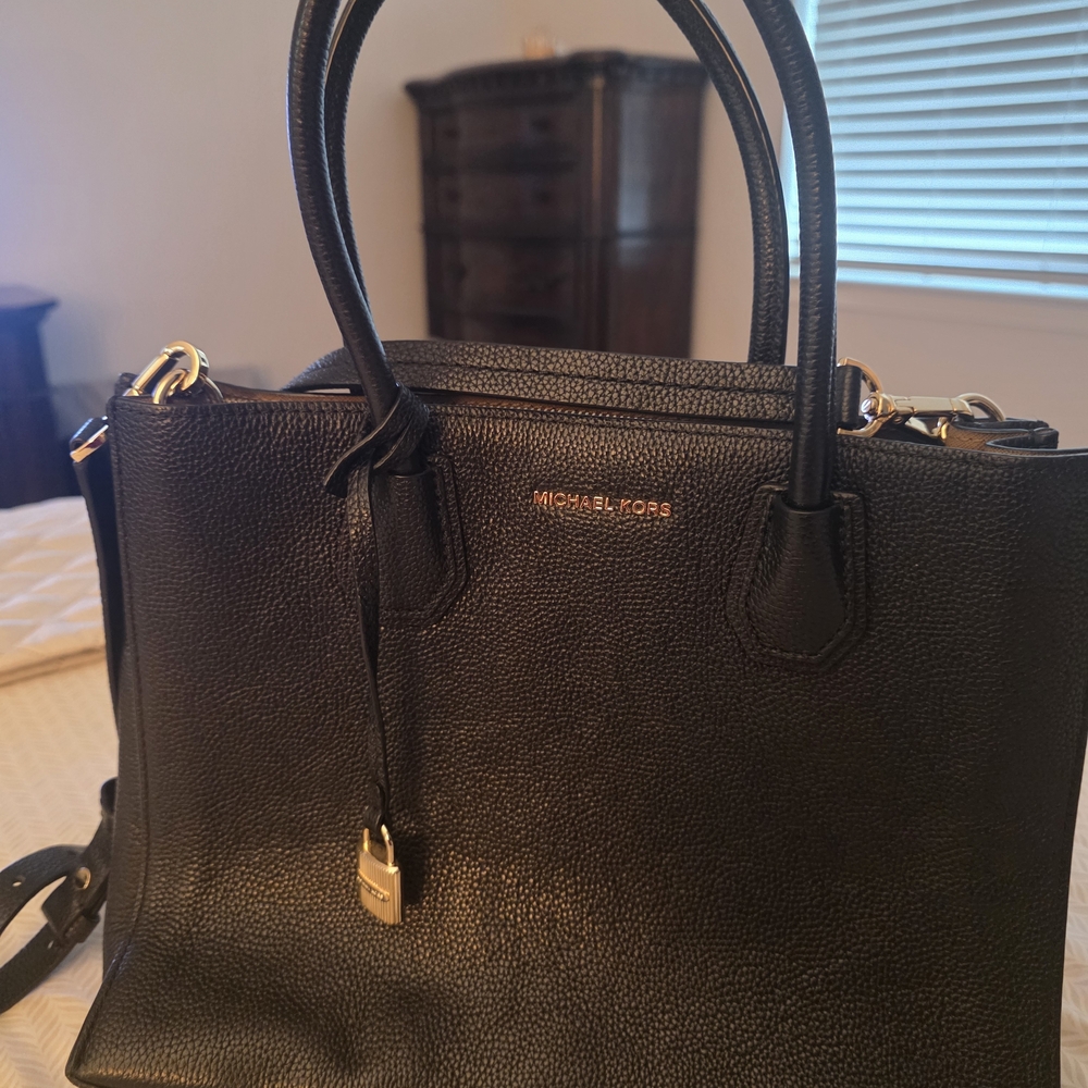 Michael Kors Black Satchel with Gold Details